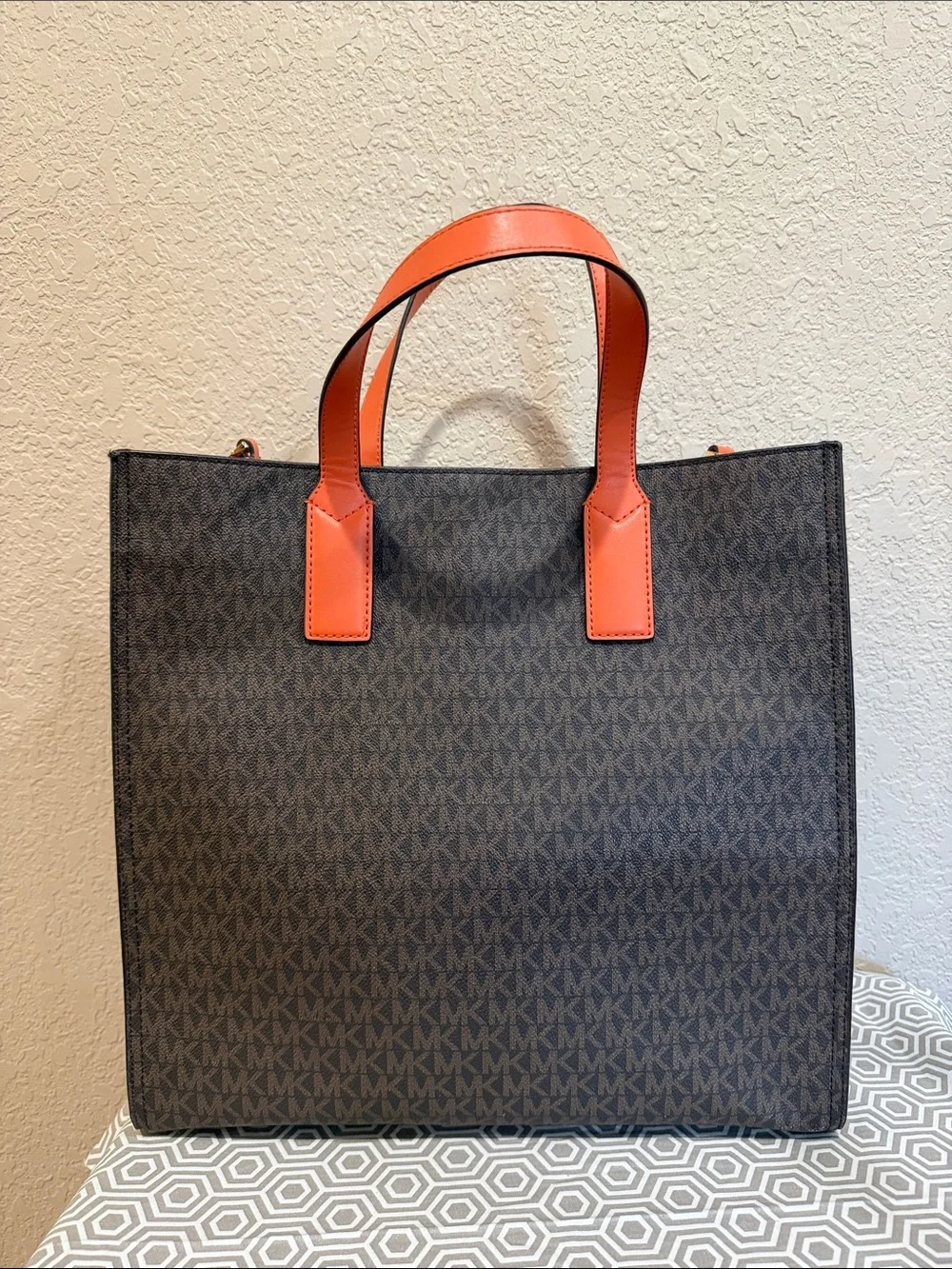 Michael Kors KENLY Lg north south tote satchel shoulde carry bag Tangerine